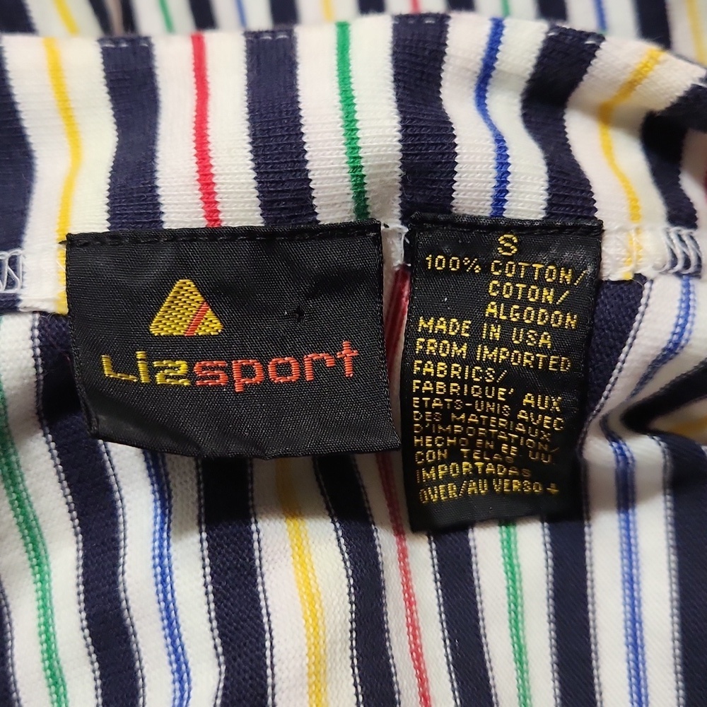 Liz Claiborne Lizsport Colorful Vintage Striped Short Sleeve Shirt - Picture 5 of 5